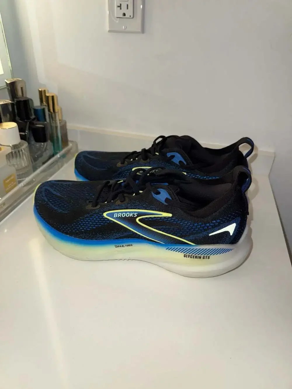 Brooks Men's Glycerin GTS 22 Running Shoes Black Blue Yellow Size 9.5
